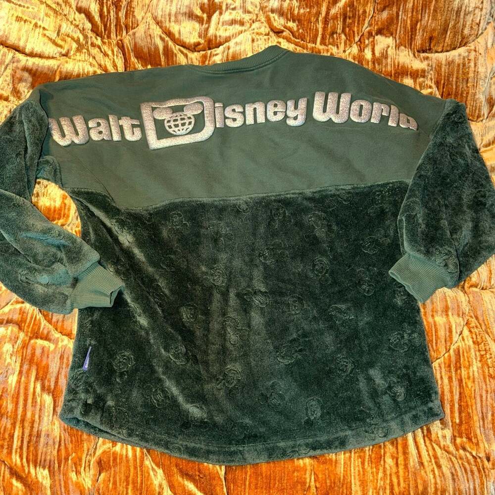 Disney World Spirit Jersey in Pine green color and velvet detail silver glitter